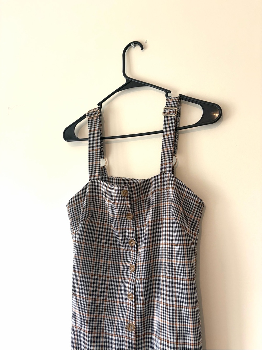 Plaid Button-Front Dress with Square Neck - Picture 8 of 13